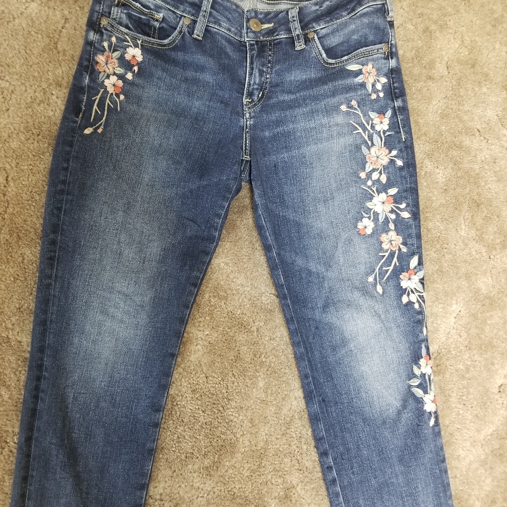 Embroidered Silver Jeans